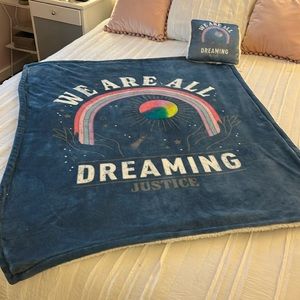 We are all dreaming Justice throw and small pillow size 50”x40” pillow 10”x10”